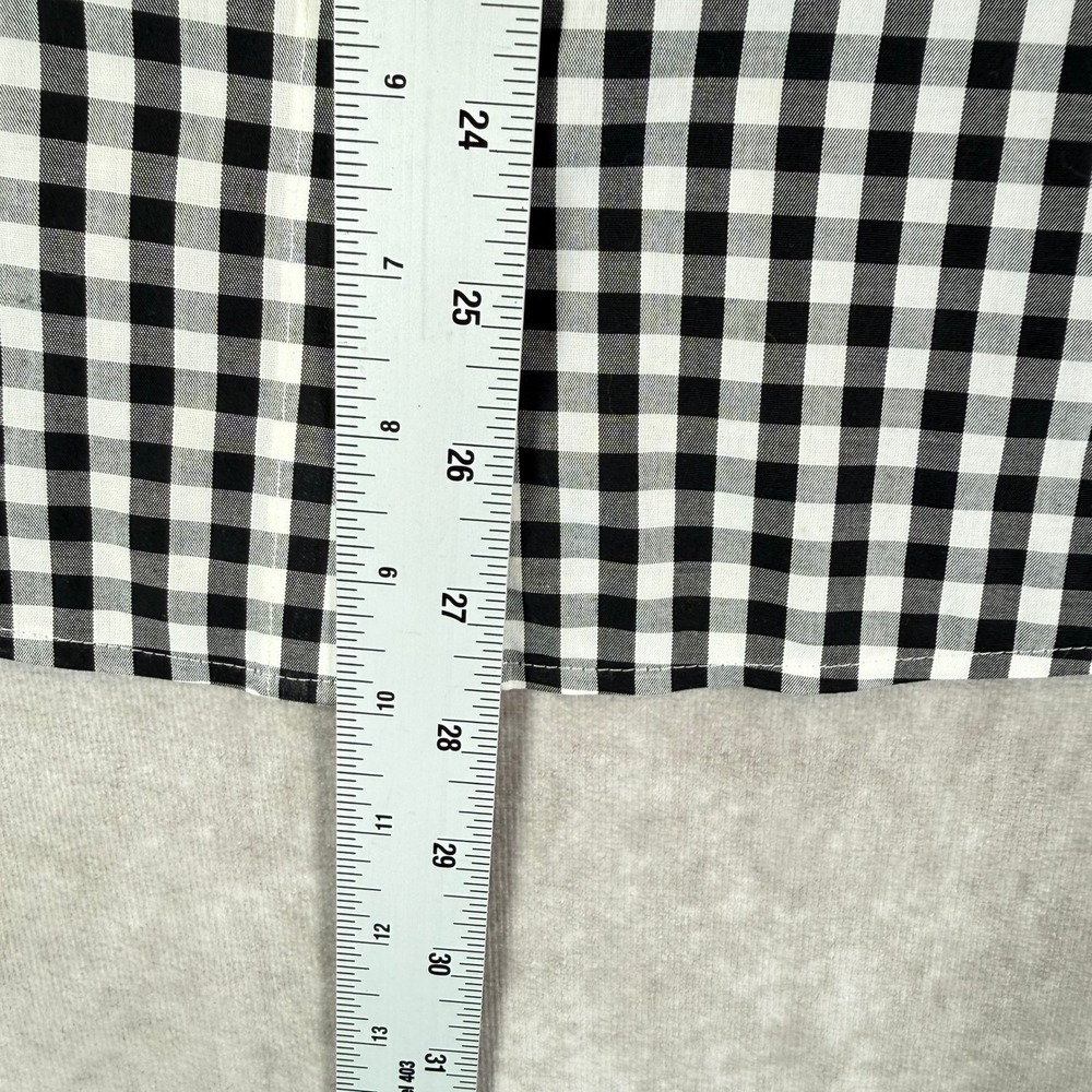 Chico's Button Down Shirt Women 3 Black White Gingham Striped Office Preppy - Picture 7 of 10